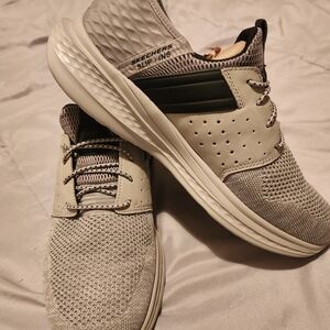 Skechers Men's Gray and Cream Slip-On Sneakers